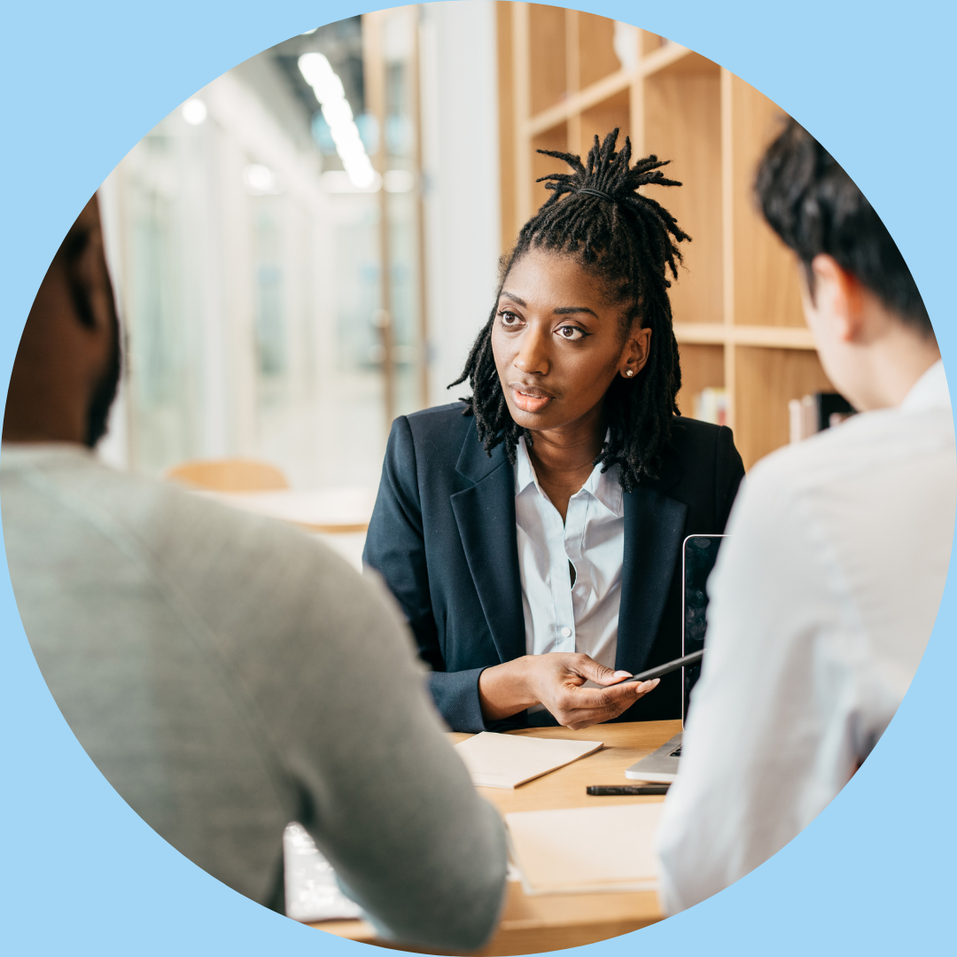 business woman showing empathy to clients