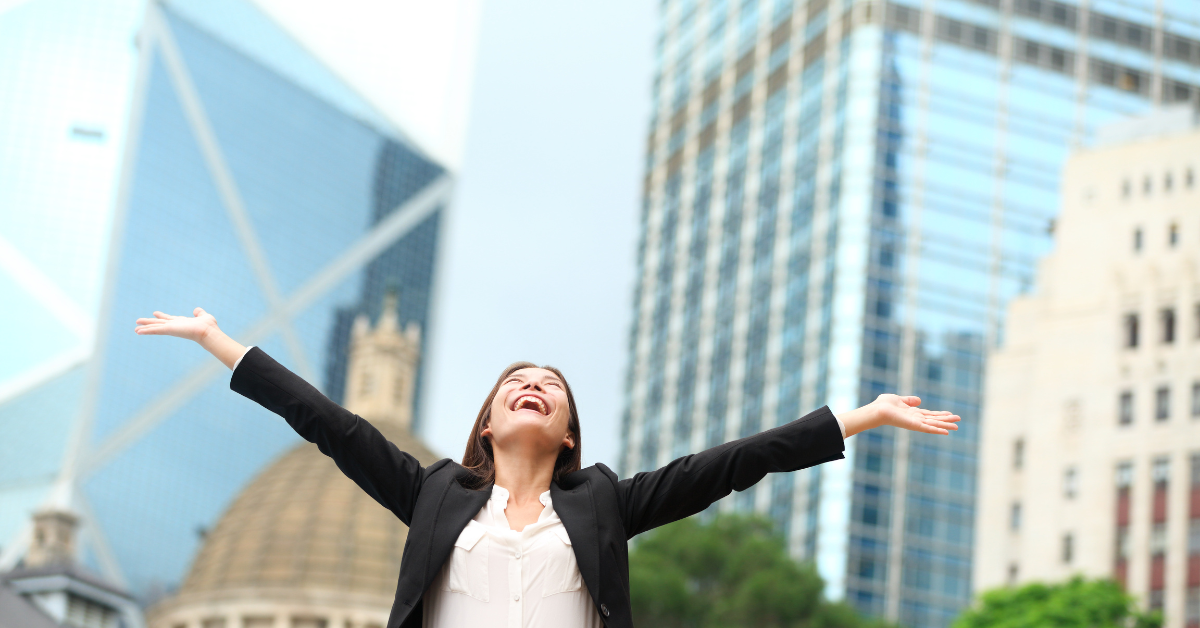 joyful business woman