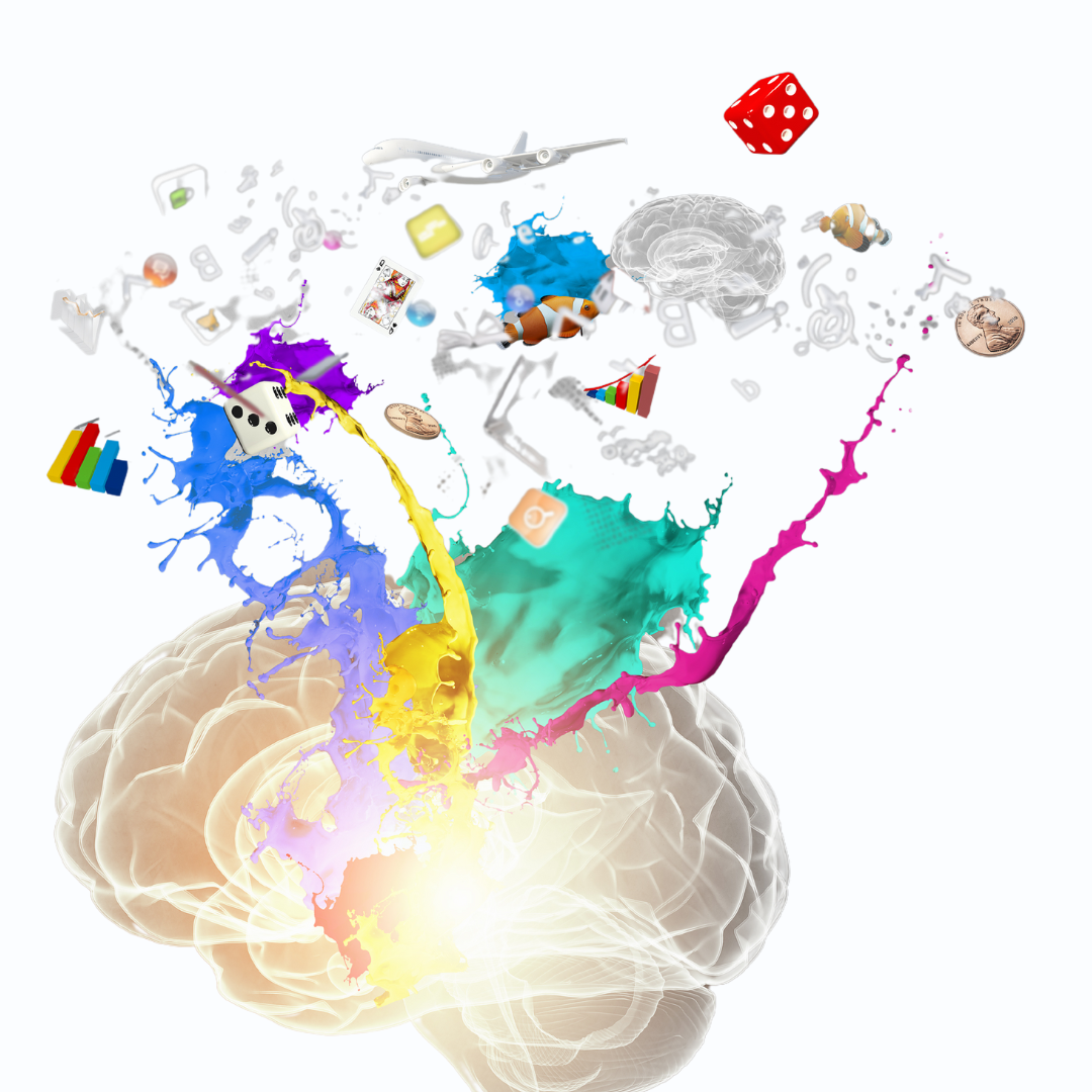 image of brain with creative thoughts coming out